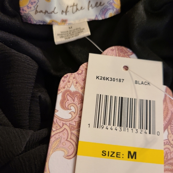 NWT Band of the Free Size Medium Girl Crush Black Velvet Back-Tie Midi Dress - Picture 13 of 16